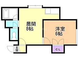 グレスハイム新川 1LDKの間取図画像