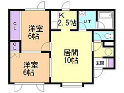 オリーブ34 2LDKの間取図画像