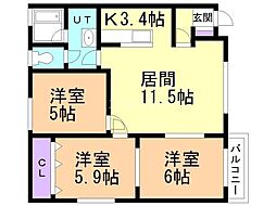 ライヴリ 3LDKの間取図画像