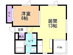 ベストセブン 1LDKの間取図画像