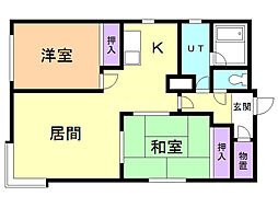 クレストールあいの里B 2LDKの間取図画像
