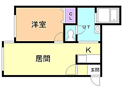 カーナハギナカ 1LDKの間取図画像