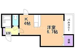 ツインビルいとう2号館 1Kの間取図画像