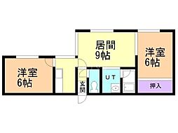 エスコート四番通 2DKの間取図画像