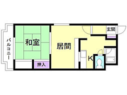 LEESPACE北27条 1LDKの間取図画像