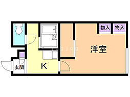 レオパレススペースレオ96A 1Kの間取図画像