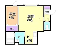 ルミエール北43条B 1LDKの間取図画像