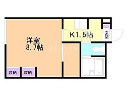 レオパレススカイミュー 1Kの間取図画像