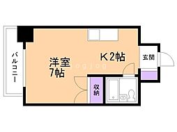 スタジオシティ 1Kの間取図画像