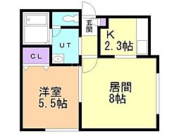 パインテール 1LDKの間取図画像
