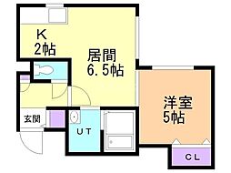 ヴェルナチュール麻生 1LDKの間取図画像