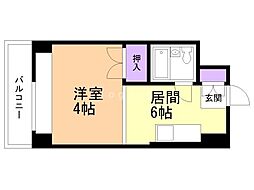 リラハイツ北14条 1DKの間取図画像