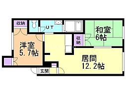 メゾンふじ 2LDKの間取図画像