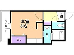 ブランノワールN13.exe ワンルームの間取図画像