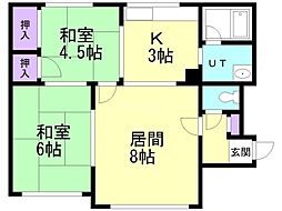 新生ハイム 2LDKの間取図画像