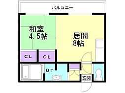 第53松井ビル 1LDKの間取図画像