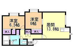 グランドステージ百合ケ原 2LDKの間取図画像