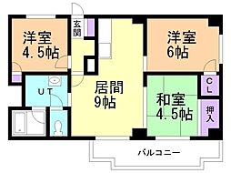 アーバンコート新琴似 3DKの間取図画像