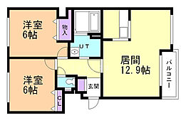 パシフィックプレイス1 2LDKの間取図画像