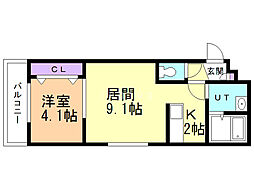 MCティンク 1LDKの間取図画像