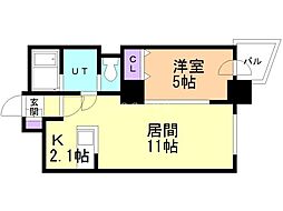 アルファスクエア北15条 1LDKの間取図画像
