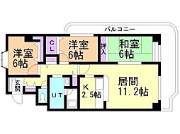 ル・ノール北9条 3LDKの間取図画像