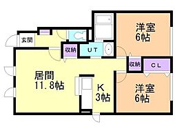 パークサイドC 2LDKの間取図画像