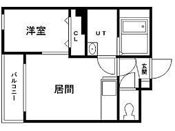 アベリアハイムあいの里 1DKの間取図画像