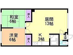第三富久美荘 2LDKの間取図画像