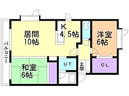 ラスティングハウス 2LDKの間取図画像