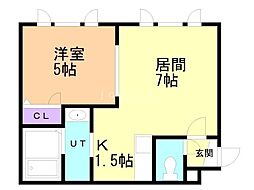 フォーチュネイトフィールド 1LDKの間取図画像