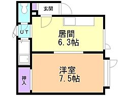 リバージュヴィラ24 1DKの間取図画像
