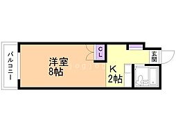 NORTHPOLE北大前 1Kの間取図画像