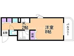 メゾン・ド・カナル 2階1Kの間取り