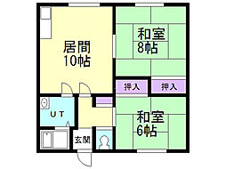 第三小林マンション 2LDKの間取図画像