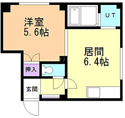 ラパン・アジールA棟 1DKの間取図画像
