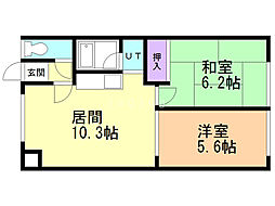ハイムフォーリバー 2LDKの間取図画像