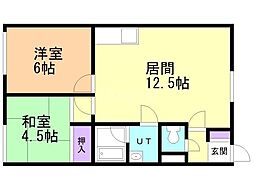 パークハイツ吉田 2LDKの間取図画像