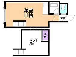パルハイム北麻生 ワンルームの間取図画像