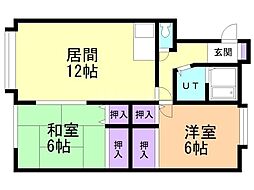 フロール6.3 2LDKの間取図画像