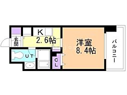 レジディア北三条（旧パシフィックレジデンス北3条） 2階1Kの間取り