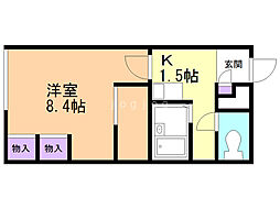 レオパレスグレイス 1Kの間取図画像