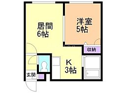 ノースパレスN42 1LDKの間取図画像