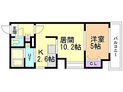 アリスマナーＢＬＤ 2階1LDKの間取り