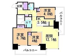 ザ・札幌タワーズウエストタワー 3LDKの間取図画像