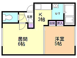 ドリームハイツB 1LDKの間取図画像