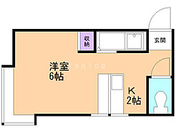 マリオンコート 1Kの間取図画像