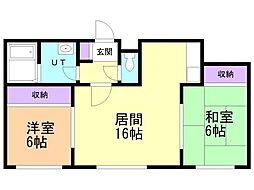 ハイグレード13 2階2LDKの間取り