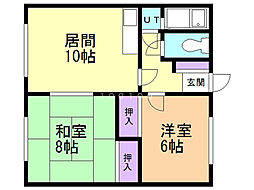 開ハイツC 2LDKの間取図画像