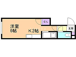 プレステージ・ラプラスＣ棟 1階1Kの間取り